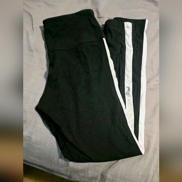 Victoria's Secret Pink black cotton leggings size medium - Picture 1 of 3